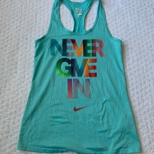 Nike Dri-Fit “Never Give In” Racerback Tank Size XS Like New
